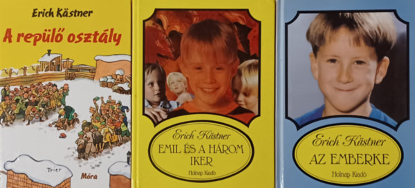 Erich Kästner - 3 db Erich Kästner ifjúsági könyv: A repülő osztály + Emil és a három iker + Az emberke