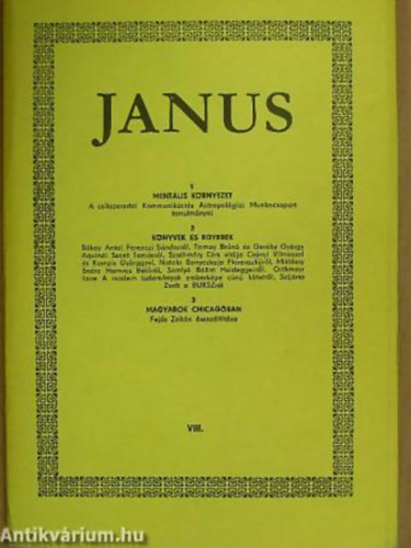 Hornyi zsb - Bukta Csaba - Janus VIII. 1-3. -  MENTLIS KRNYEZET - KNYVEK S EGYEBEK - MAGYAROK CHICAGBEN