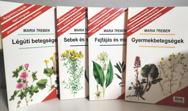Maria Treben - 4 db könyv - Légúti betegségek; Fejfájás és migrén; Gyermekbetegségek; Sebek és sérülések