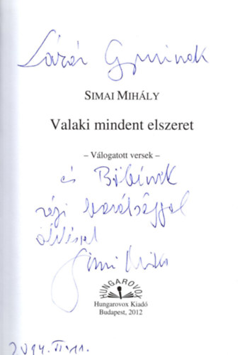 Simai Mihly - Valaki mindent elszeret - Vlogatott versek - dediklt