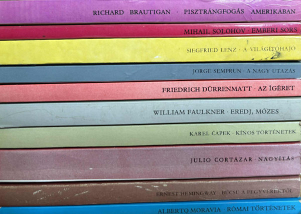 Richard Brautigan, Mihail Solohov, Siegfried Lenz, Jorge Semprn, Friedrich Drrenmatt, William Faulkner, Karel Capek, Julio Cortzar, Ernest Hemingway, Alberto Moravia - 10 db Eurpa zsebknyv