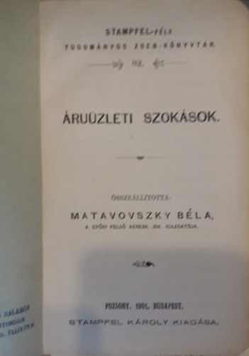 Matavovszky Bla (szerk.) - ruzleti szoksok