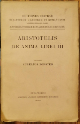 Aristotelis-Arisztotel�sz - De anima libri III - A l�lekr�l (latin �s �g�r�g)