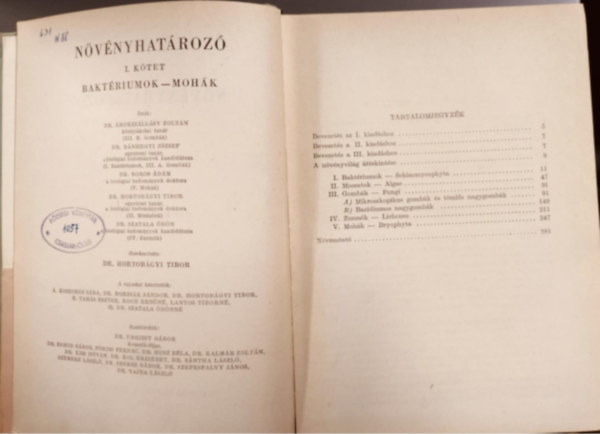 rokszllsy Zoltn, Bnhegyi Jzsef, Gall Lszl, Boros dm - Nvnyhatroz I. - Baktriumok-mohk