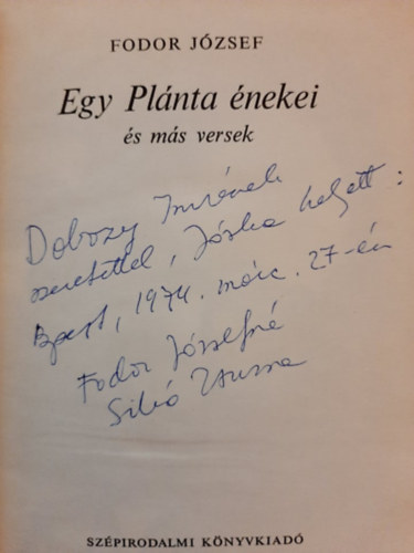 Fodor J�zsef - Egy Pl�nta �nekei �s m�s versek