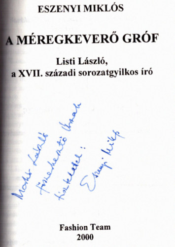 Eszenyi Mikls - A mregkever grf (dediklt)