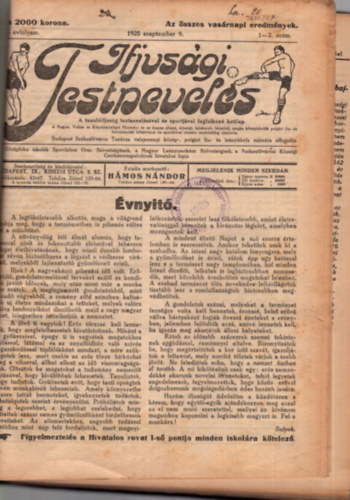 Hmos Nndor - Ifjusgi testnevels 1925. X.vfolyam 1-41. szm (1925. szeptember 9. - 1926. jnius 29.)