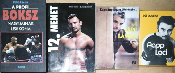 Kálló László, Pataky Tibor . Kövesdi Viktor, Lepies György (összeállította), Kő András - 4db könyv boxszal kapcsolatban - Kálló László-A profi boksz nagyjainak lexikona, Pataky-Kövesdi-12. menet, Lepies György-Papp László, Kő András-Papp László