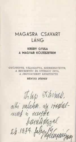 B�nyei J�zsef - Magasra csavart l�ng - Kr�dy Gyula a magyar k�lt�szetben ( Koszor� 1. ) - Dedik�lt