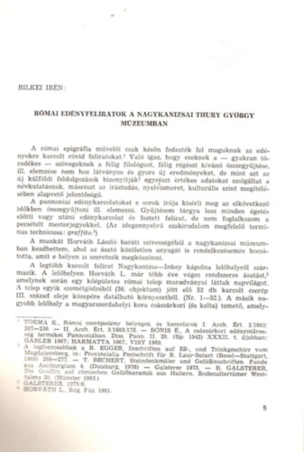 Bilkei Ir�n - R�mai ed�nyf�liratok a nagykanizsai Thury Gy�rgy M�zeumban - K�l�nlenyomat