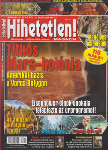 Szcs Rbert (fszerk.) - Hihetetlen! magazin - XVIII. vfolyam 11. (205.) szm, 2018. november