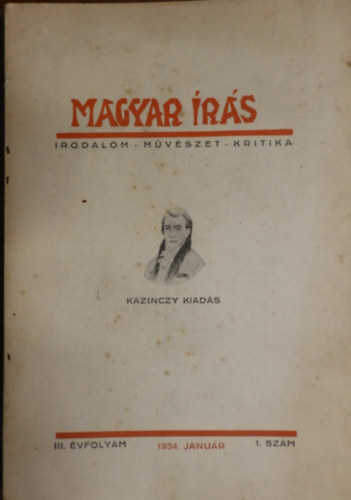 Magyar Írás (Irodalom-Művészet-Kritika) III. évf. 1. szám. 1934 január