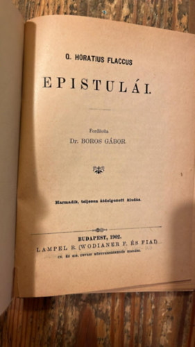 Dr. Boros Gábor (magy.) - Horatius epistulái - Horatius satirái