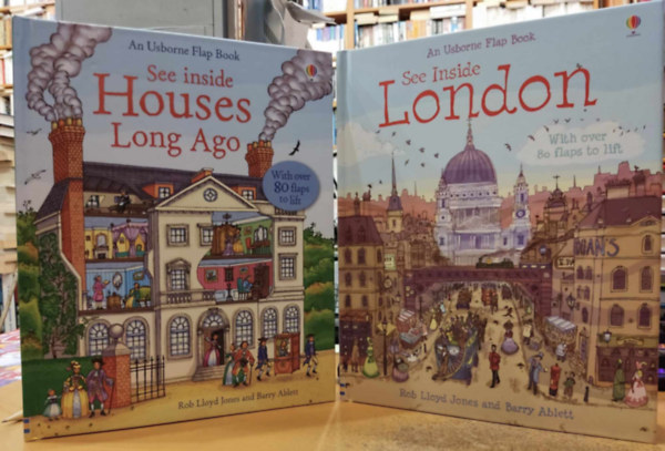 Rob Lloyd Jones, Barry Ablett - 2 db An Usborne Flap Book: See Inside Houses Long Ago + See Inside London