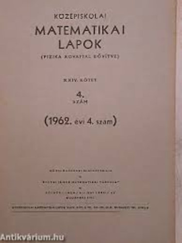 Kzpiskolai matematikai lapok  XXX. ktet 4. szm