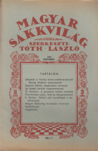 Tth Lszl (szerk.) - Magyar Sakkvilg 1944 szeptember