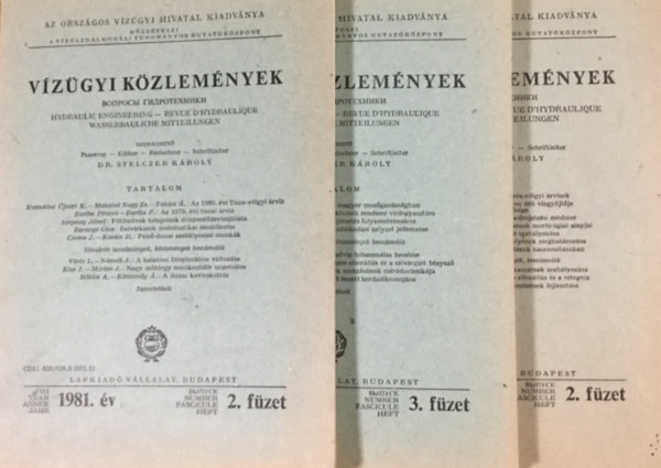 Dr. Stelczer Kroly (szerk.) - Vzgyi kzlemnyek 1981 2. s 3. fzet, 1982 2.fzet. (3 ktet)