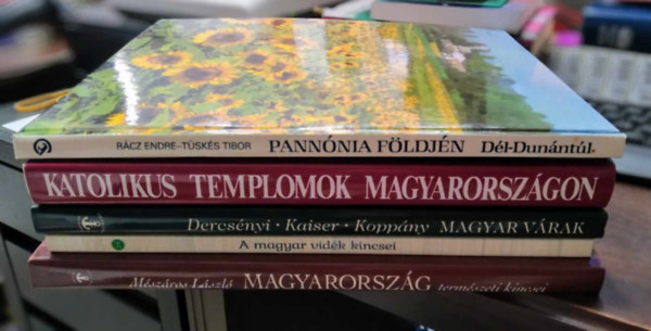 Mszros Lszl, Dercsnyi-Kaiser-Koppny, Rcz Endre- Tsks Tibor - 5 db album: Magyarorszg termszeti kincsei+A magyar vidk kincsei+Magyar vrak+Katolikus templomok Magyarorszgon+Pannnia fldjn/Dl-Dunntl