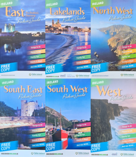 Mike Kearney, Cathy Donovan - 6 db angol nyelv tiknyv rorszgrl: Ireland Pocket Guide West + Ireland Pocket Guide Lakelands + Ireland Pocket Guide East On Dublin's Doorstep + Ireland Pocket Guide South East + Ireland Pocket Guide North West + Ireland Pocket Guide South