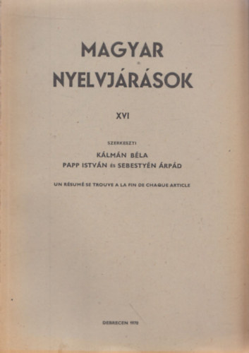 Klmn-Papp-Sebestyn (szerk.) - Magyar Nyelvjrsok XVI.