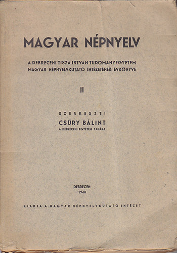 Csry Blint (szerk.) - Magyar npnyelv II.
