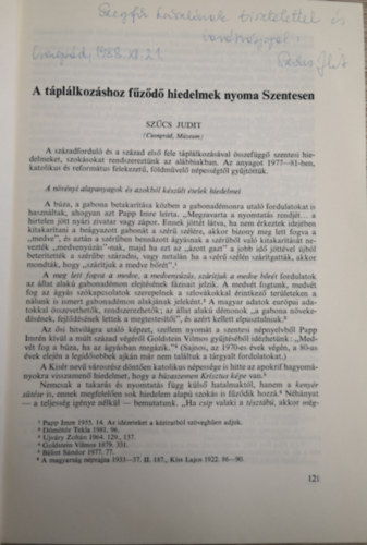 Szcs Judit (szerk.) - A tpllkozshoz fzd hiedelmek nyoma Szentesen - Klnlenyomat - Dediklt