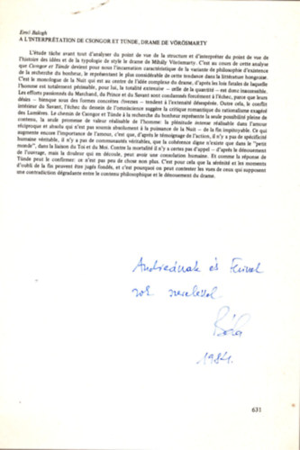 Bomog�ts B�la - Babits �s Erd�ly - dedik�lt -  K�l�nlenyomat