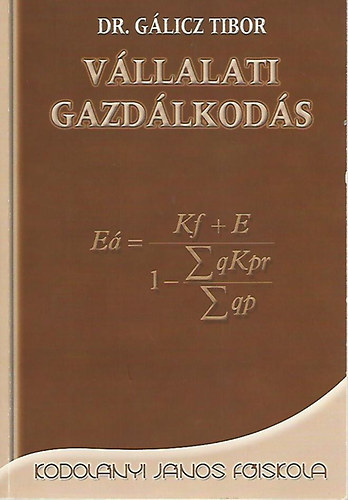 Dr. Glicz Tibor - Vllalati gazdlkods