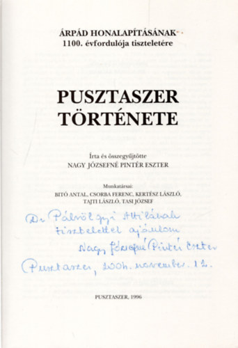 Nagy Jzsefn Pintr Eszter - Pusztaszer trtnete