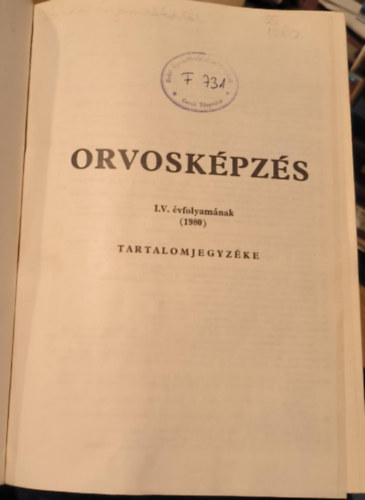 Orvosképzés 1980. (55. / LV. évfolyam)