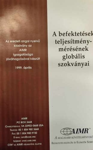 A befektetések teljesítménymérésének globális szokványai