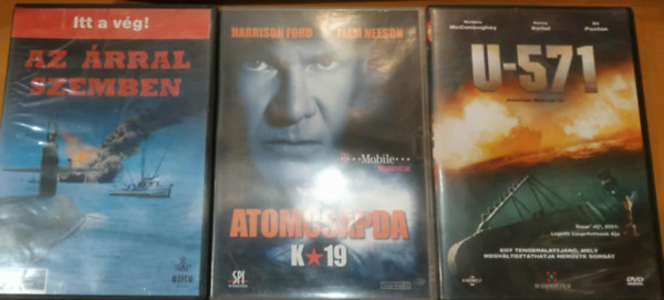 Harrison Ford, Liam Neeson, Bill Paxton, Matthew McConaughey - 3 db tengeralattj�r�s film: Az �rral szemben + Atomcsapda K-19 + U-571 (3 DVD)