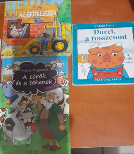 Richard Scarry, Mricz Zsigmond - 3 db meseknyv: Mi jsg... az ptkezsen, A trk s a tehenek s ms mesk, Durci, a rosszcsont (Richard Scarry)