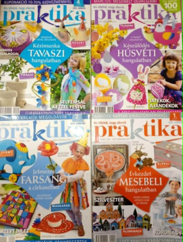 4 db. Praktika Magazin - 2012.jan. - 1. szám, 2012.febr. 2. szám, 2012.márc. 3. szám, 2012.ápr. 4. szám (szabás-varrás-kötés-hobby-lakásdivat-kézimunka)