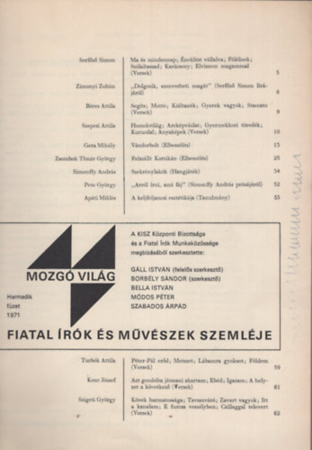 Borbly Sndor ( szerk. ), Gll Istvn (szerk.) - Mozg vilg 1971 harmadik fzet