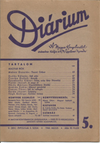 M�t� K�roly-Kenyeres Imre - Di�rium V. (XIV.) �vfolyam, 5. sz�m 1944. M�jus