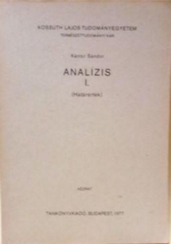 Kntor Sndor - Analzis I. (Hatrrtk)