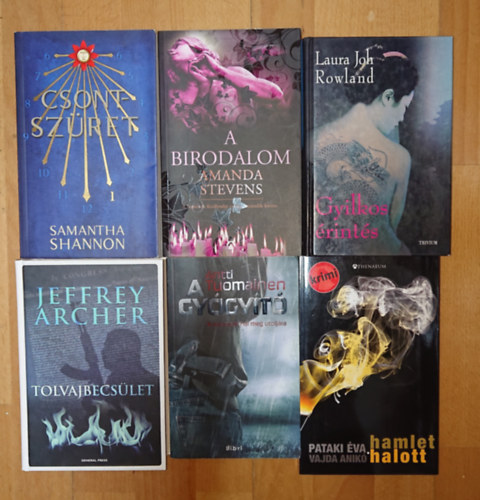 Antti Tuomainen, Pataki Éva - Vajda Anikó, Jeffrey Archer, Laura Joh Rowland, Samantha Shannon, Amanda Stevens - 6 lebilincselő thriller: A gyógyító, Hamlet halott, Tolvajbecsület, Gyilkos érintés, Csontszüret, A birodalom