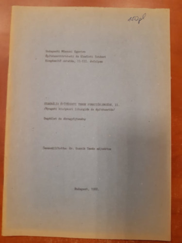 Budapesti Mszaki Egyetem ptszettrtneti s Elmleti Intzet Kiegszt oktats, II-III. vfolyam