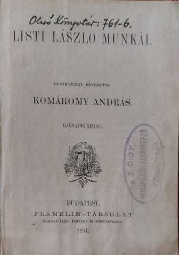 Listi László munkái