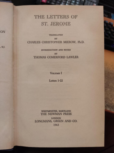Johannes Quasten, Walter J. Burghardt S.J. - Ancient Christian Writers No. 33 - The Letters of St. Jerome (The Newman Press)