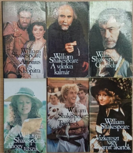 William Shakespeare - 6 db Shakespeare kötet: Antonius és Kleopátra - A velencei kalmár - Cymbeline - Ahogy tetszik - Vízkereszt vagy amit akartok - Tévedések vígjátéka