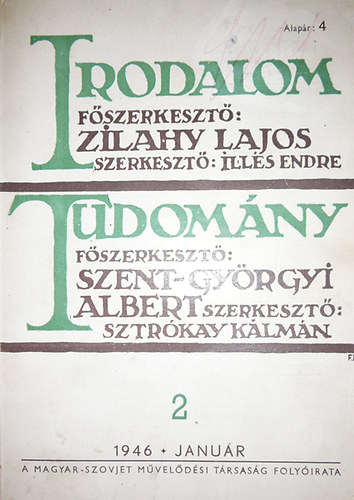 Ills Endre - Sztrkay Klmn (szerk.) - Irodalom - Tudomny 1946. janur 2. szm