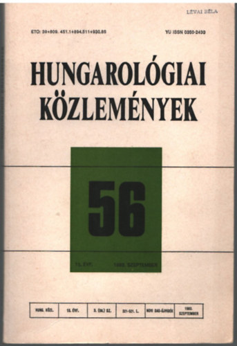 �goston Mih�ly - Hungarol�giai k�zlem�nyek 56. sz�m ( 15. �vfolyam ) 1983