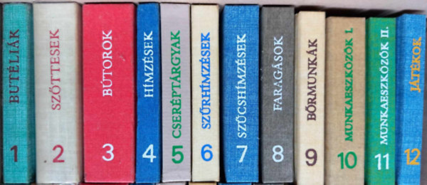 Gecsei Lajos (szerk) - Békés megye néprajza 1-12. kötet (minikönyv, teljes sorozat): Butéliák + Szőttesek + Bútorok + Hímzések + Cseréptárgyak + Szűrhímzések + Szűcshímzések + Faragások + Bőrmunkák + Munkaeszközök I-II. + Játékok