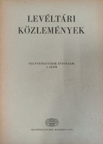 Levltri kzlemnyek (41. vf. 1. szm)