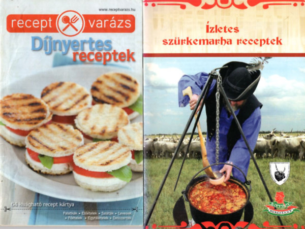 10 db receptfzet: zletes szrkemarha receptek, Djnyertes receptek, Csupa fehrje s vitamin: Tejtermkek, Teljesen j dolgok, Hzi stemnyek, A baromfi konyha ABC-je, zletes knny telek, Mikrohullm telek, Burgonybl k
