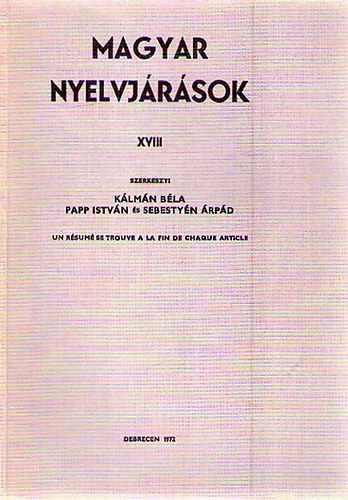 Klmn-Papp-Sebestyn (szerk.) - Magyar nyelvjrsok XVIII.