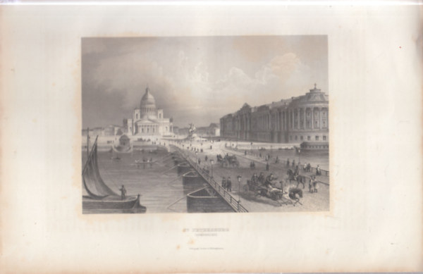 Szentpétervár látképe - eredeti litográfia (metszet)