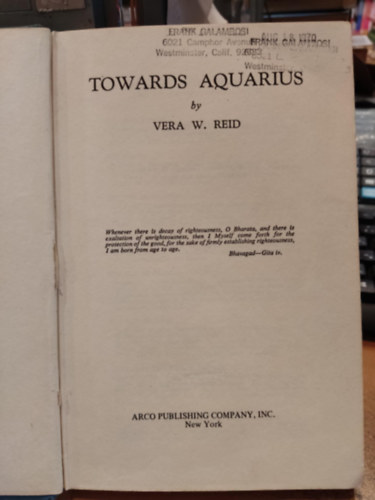 Vera W. (Womack) Reid - Towards Aquarius